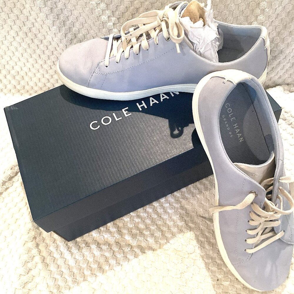 Cole Haan Grand Crosscourt ii Sueded Leather Sneakers - Light Blue  8.5 M